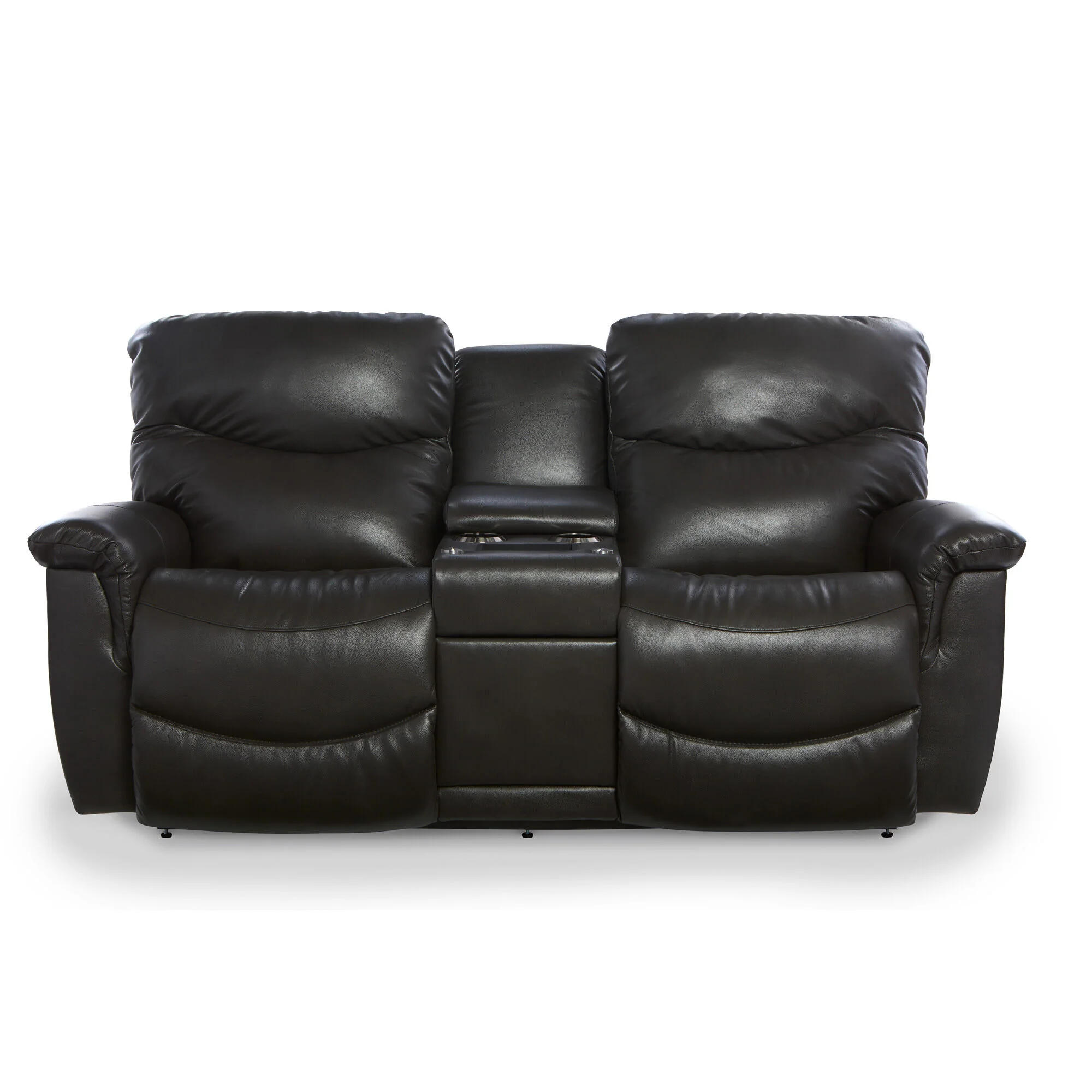 James Leather Power Plus Reclining Console Loveseat - Image 2