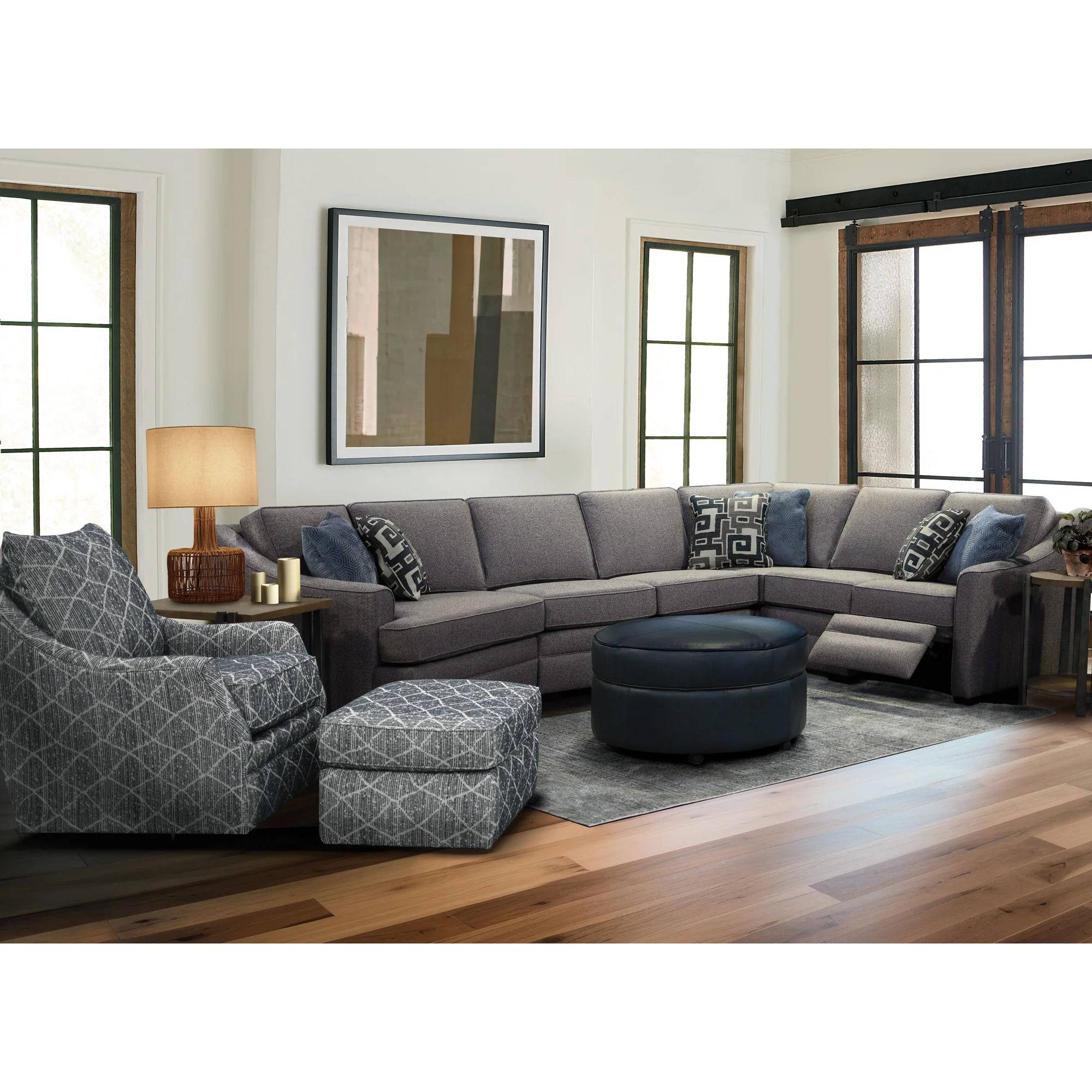 Monroe Round Leather Storage Ottoman - Image 2