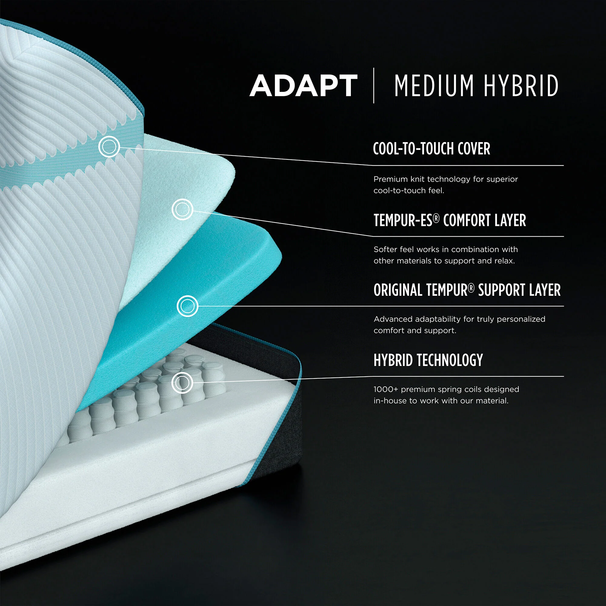 Previous Generation Tempur-Pedic TEMPUR-Adapt Medium Hybrid Mattress - Image 52